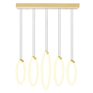 Hoops 5-Light Integrated LED Satin Gold Indoor Chandelier