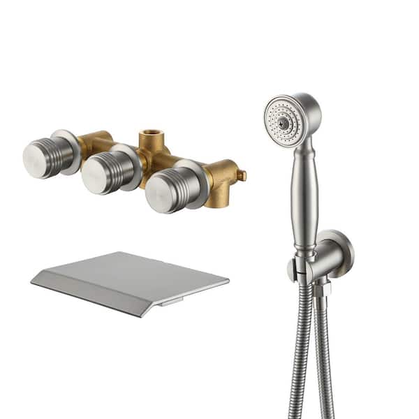 CASAINC Triple Handle 1-Spray Tub and Shower Faucet 1.8 GPM in Brush Nickel (Valve Included)