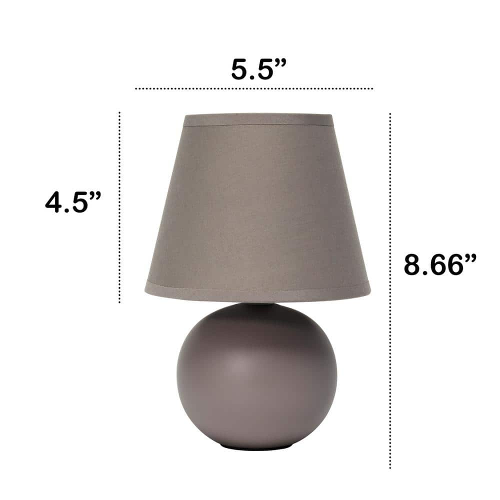 Gray Petite Ceramic Orb Base Table Lamp with Fabric Shade