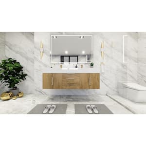 Bethany 59 in. W. x 20 in. D x 22 in. H Double Sink Floating Bath Vanity in Oak with White Acrylic Top