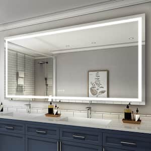 ALINA 84 in. W x 42 in. H Rectangular Frameless LED Light Anti-Fog Dimmable Wall Bathroom Vanity Mirror in Aluminum