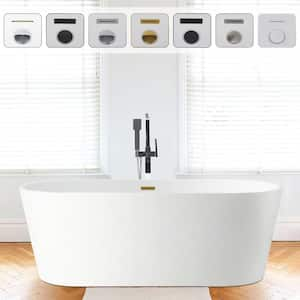 Bordeaux 67 in. Acrylic Flatbottom Freestanding Bathtub in White/Titanium Gold