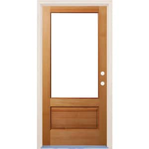 36 in. x 80 in. 1 Panel Left-Hand/Inswing 3/4 Lite Clear Glass Unfinished Fir Wood Prehung Front Door