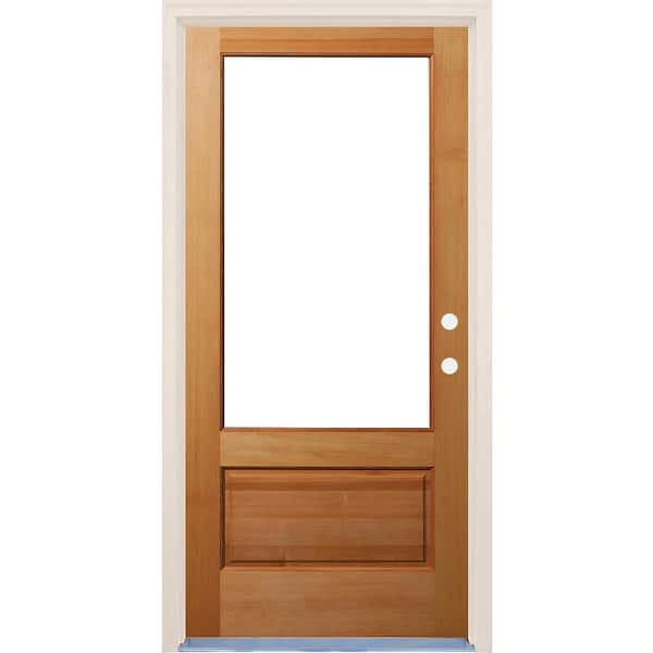 Builders Choice 36 in. x 80 in. 1 Panel Left-Hand/Inswing 3/4 Lite Clear Glass Unfinished Fir Wood Prehung Front Door
