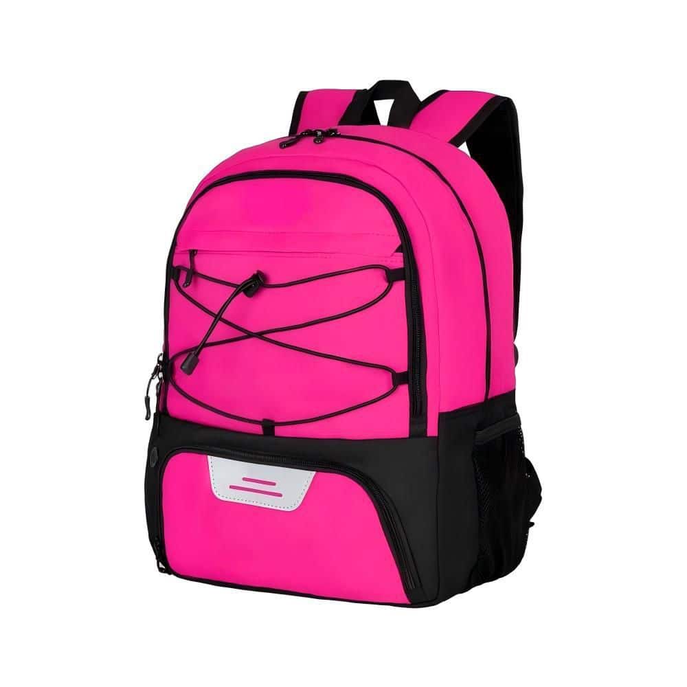 17 in. Pink Soccer Backpack with Waterproof Oxford Fabric, Ball Holder and Ventilated Shoes Compartment for Basketball
