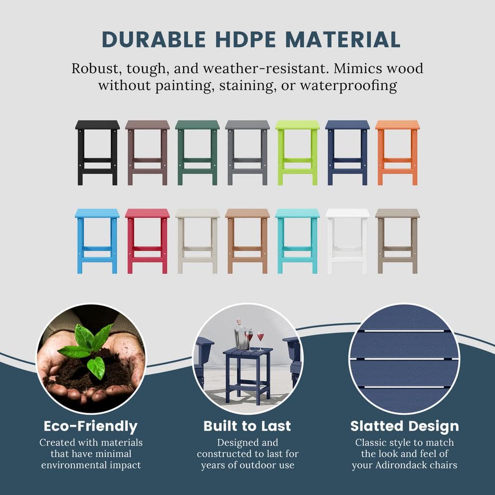 Navy Blue Square HDPE Outdoor Side Table