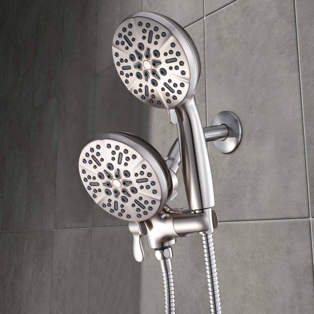 Brushed Nickel 5-Spray Dual Shower Head with Handheld