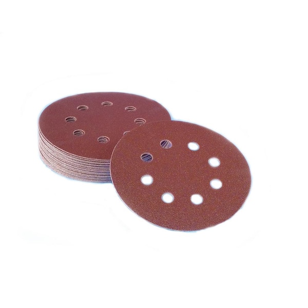 Sungold Abrasives 5 in. 8-Hole 220-Grit Premium Heavy F-Weight Aluminum Oxide Hook and Loop Sanding Discs (50 per Box)