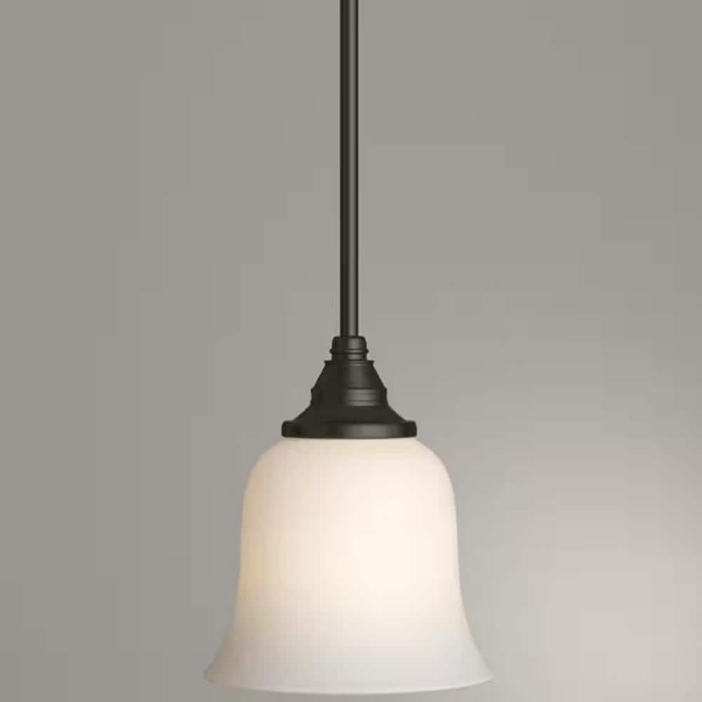 Elegant Oil-Rubbed Bronze 57" Mini Pendant with Frosted White Glass Shade