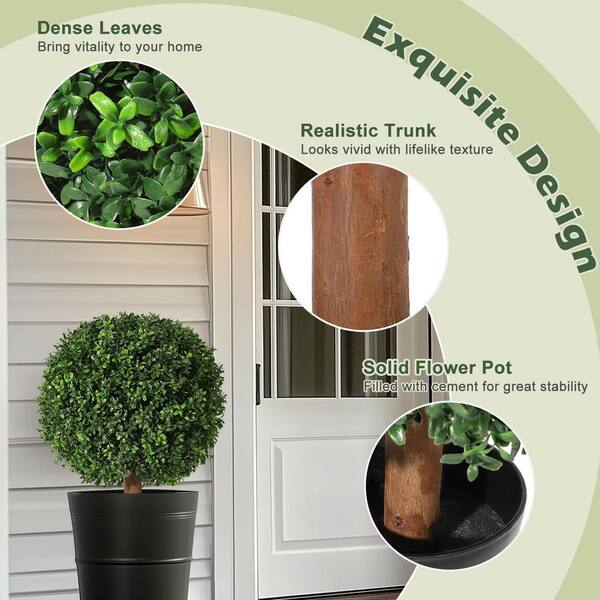 Garvee 2 ft. Artificial Topiary Boxwood Ball Trees, 2PCS UV