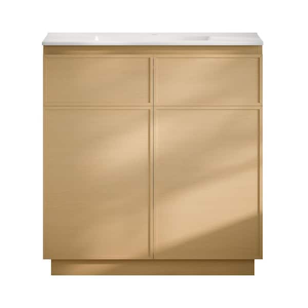 St. Tropez 36 in. Freestanding Bath Vanity in Natural Oak with White Ceramic Sink Top