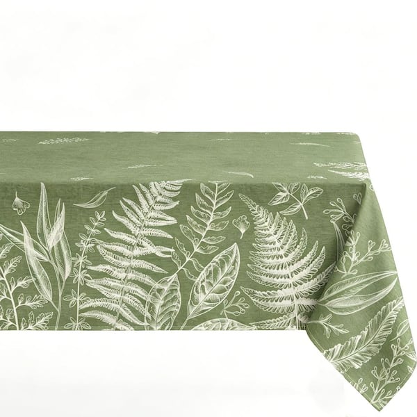 60 in. W x 84 in. L Green Floral Polyester Tablecloth for Dinner Decor