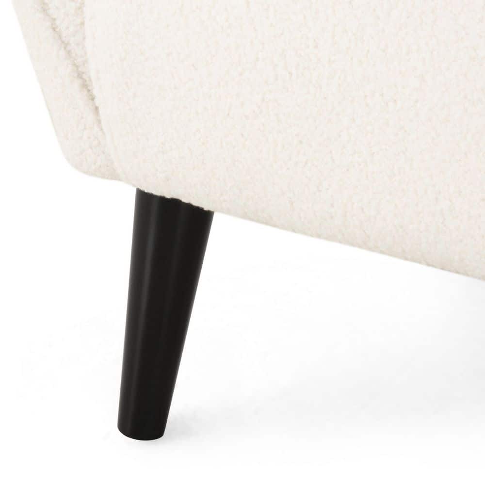 Ivory Boucle Armchair with Matte Black Birch Wood Legs