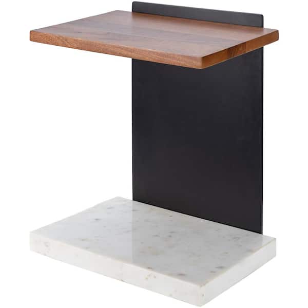 Livabliss Jamison Modern End Table, Black/Brown, 22 in. H x 18 in. W x 12 in. D