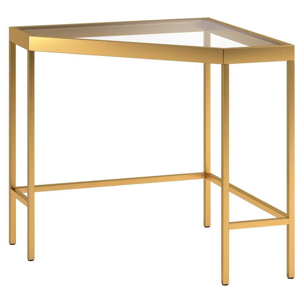 Alexis Minimalist Brass & Glass Corner Desk