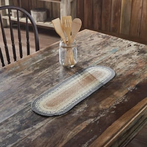 Finders Keepers 8 in. W x 24 in. L Gray Cotton Blend Oval Table Runner