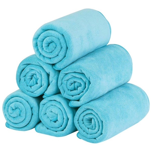 Teal Microfiber Bath Towel Set 6-Pieces, Extra Absorbent, 27 in. x 55 in.