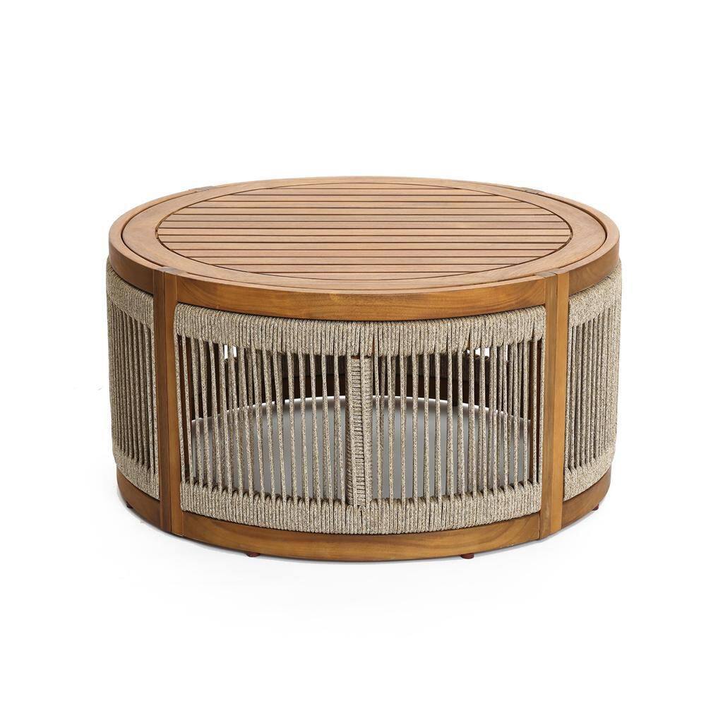 31.1 in. Wood Rope Sides Round Outdoor Coffee Table price history on PriceWatchPro