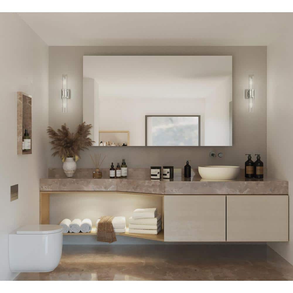 Clarion Polished Chrome 2-Light Cylinder Bath Vanity Light