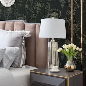Peonies Black and Gold Removable Peel and Stick Wallpaper, 56 sq. ft.