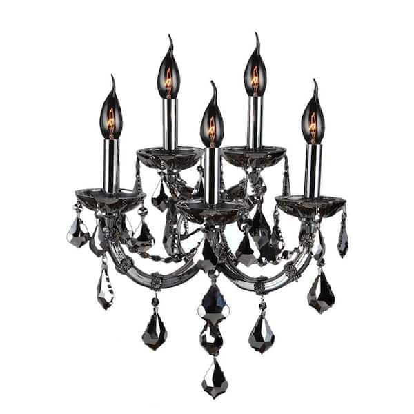 Worldwide Lighting Lyre Collection 5-Light Chrome with Chrome Crystal Sconce