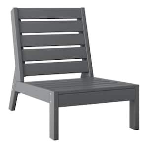 Birchwood Outdoor Patio Deep Seating HDPE Armless Lounge Chair in Gray