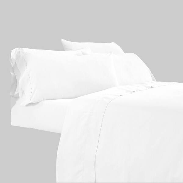 Benjara Minka 6-Piece White Solid Soft Antimicrobial Microfiber King Bed Sheet Set