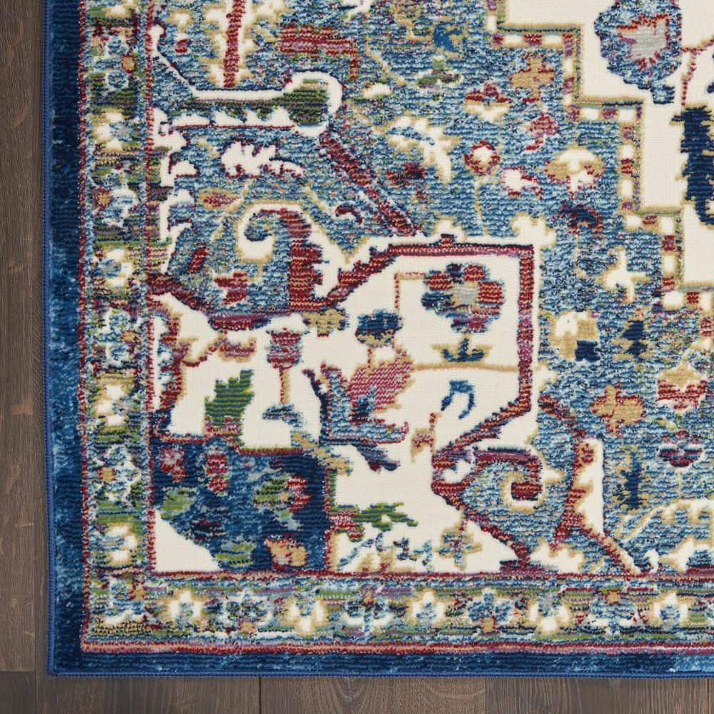 Ankara Global Ivory Navy 8' x 10' Easy-Care Synthetic Rug