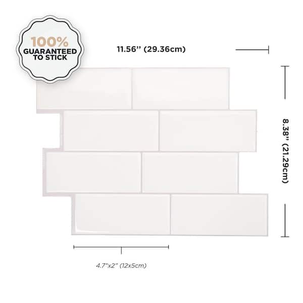 Metro Campagnola White 11.50 in. x 8.38 in. Vinyl Peel and Stick Tile (2.21 sq. ft./ 4-pack)