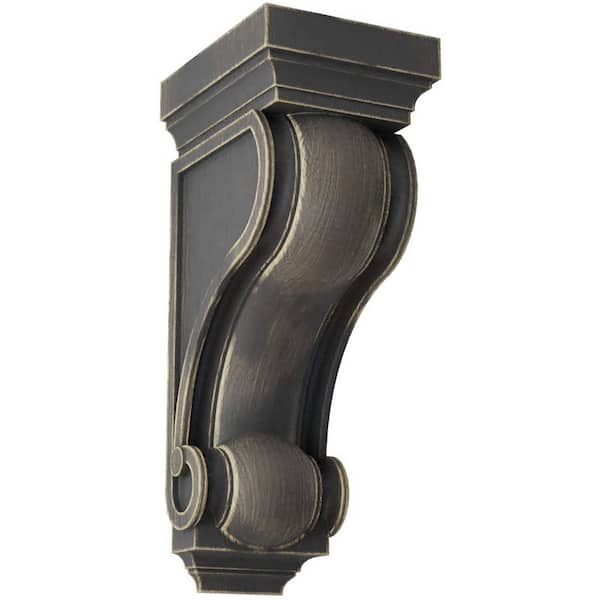 Ekena Millwork 6 in. x 16 in. x 7-1/2 in. Black Devon Traditional Wood Vintage Decor Corbel