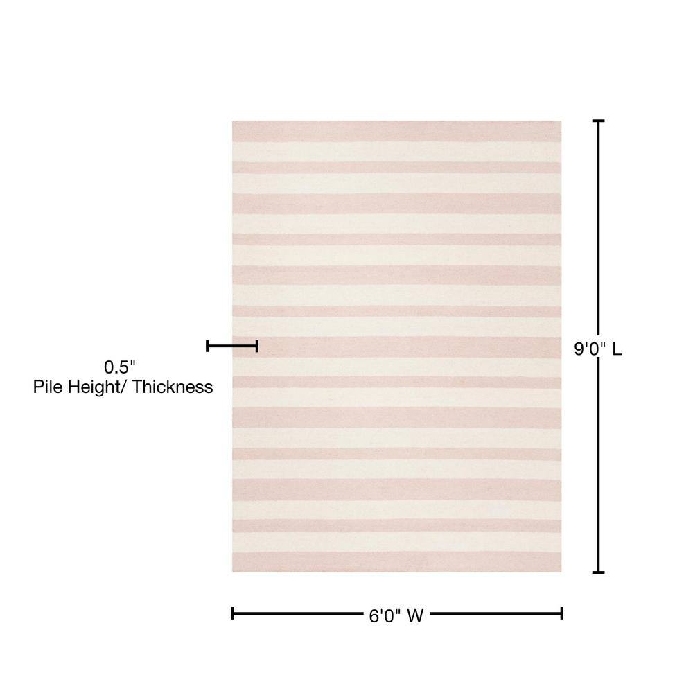 Ivory Stripe Hand-Tufted Wool Kids Area Rug, 6' x 9'