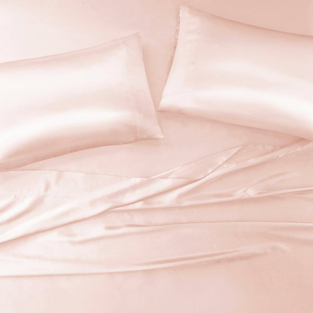 King Blush Satin Luxury Pillowcase Set