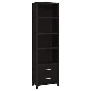 Lewes 21.25 in. W Cappuccino Wood 2-Drawer Bookcase