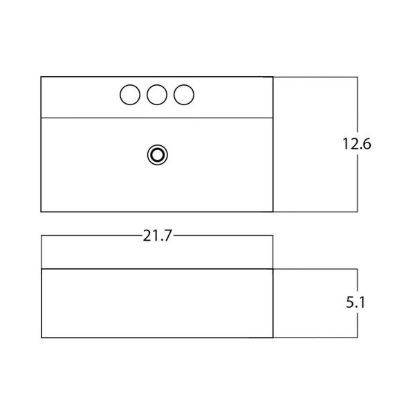 Unbranded - 21.7 in. x 12.6 in. Rectangle Ceramic Bathroom Vessel Sink in White Enamel Glaze
