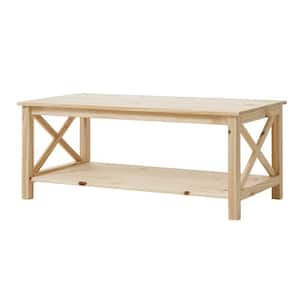 StyleWell Small Unfinished Natural Pine Wood X-Cross Coffee Table (42 L x 17 H x 22 D Inch)