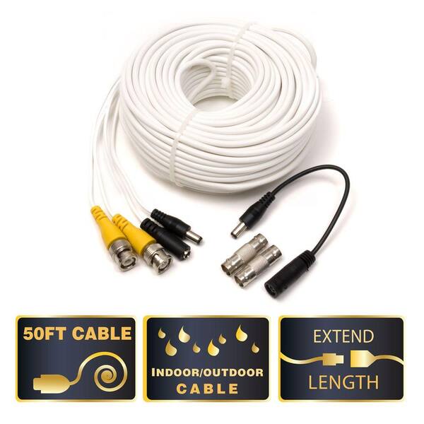 Q-SEE 50 ft. Video and Power BNC Male Cable with 2 Female Connector