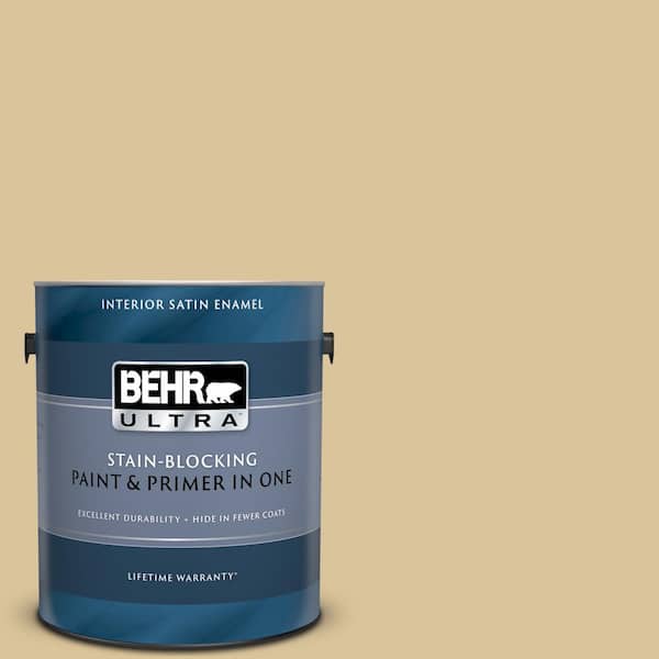 BEHR ULTRA 1 gal. #UL160-6 Straw Basket Satin Enamel Interior Paint and Primer in One