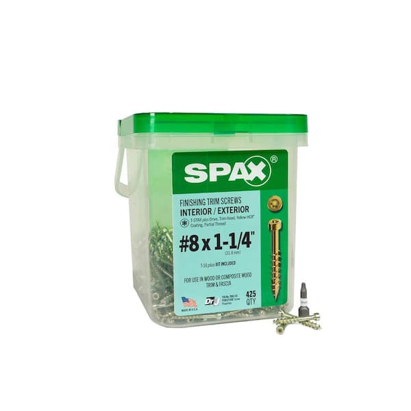 SPAX #8 x 1-1/4 in. Exterior/Interior Trim Head Wood Composite Screws Powertrim Torx T-Star Plus (425 Each) Pail Bit Included