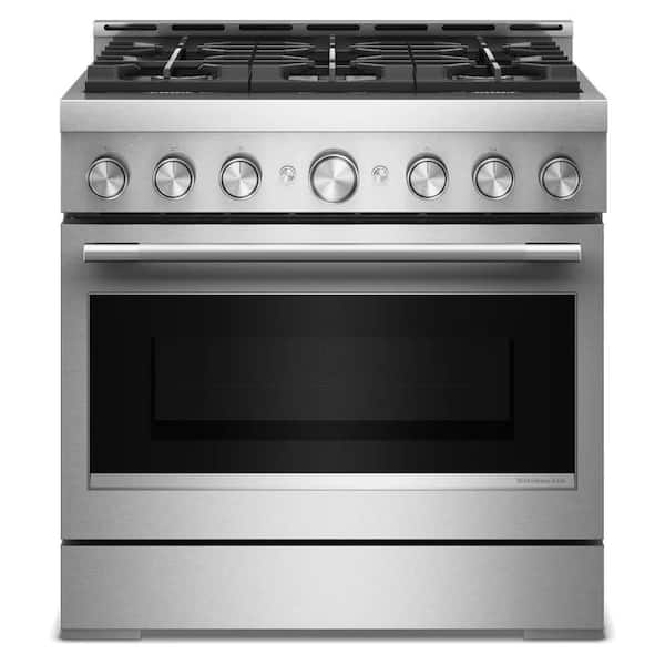 36 in. 6 Burners Freestanding Gas Range in Stainless Steel with No Preheat Air Fry Mode