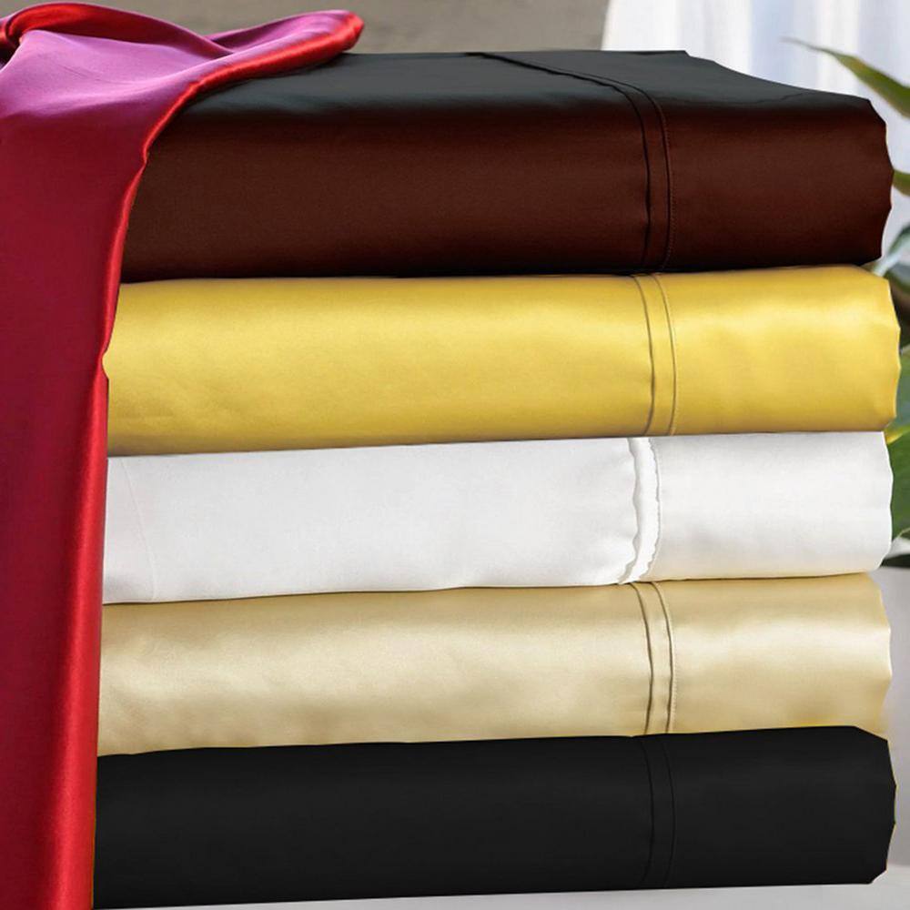 Chocolate Brown Queen Satin Microfiber Sheet Set