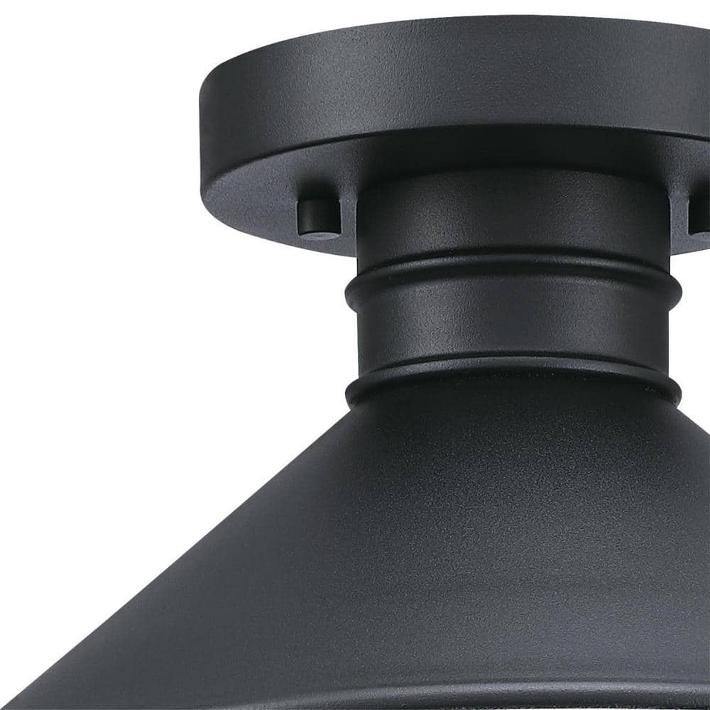 Rustic Textured Black 11'' LED Outdoor Glass Ceiling Light