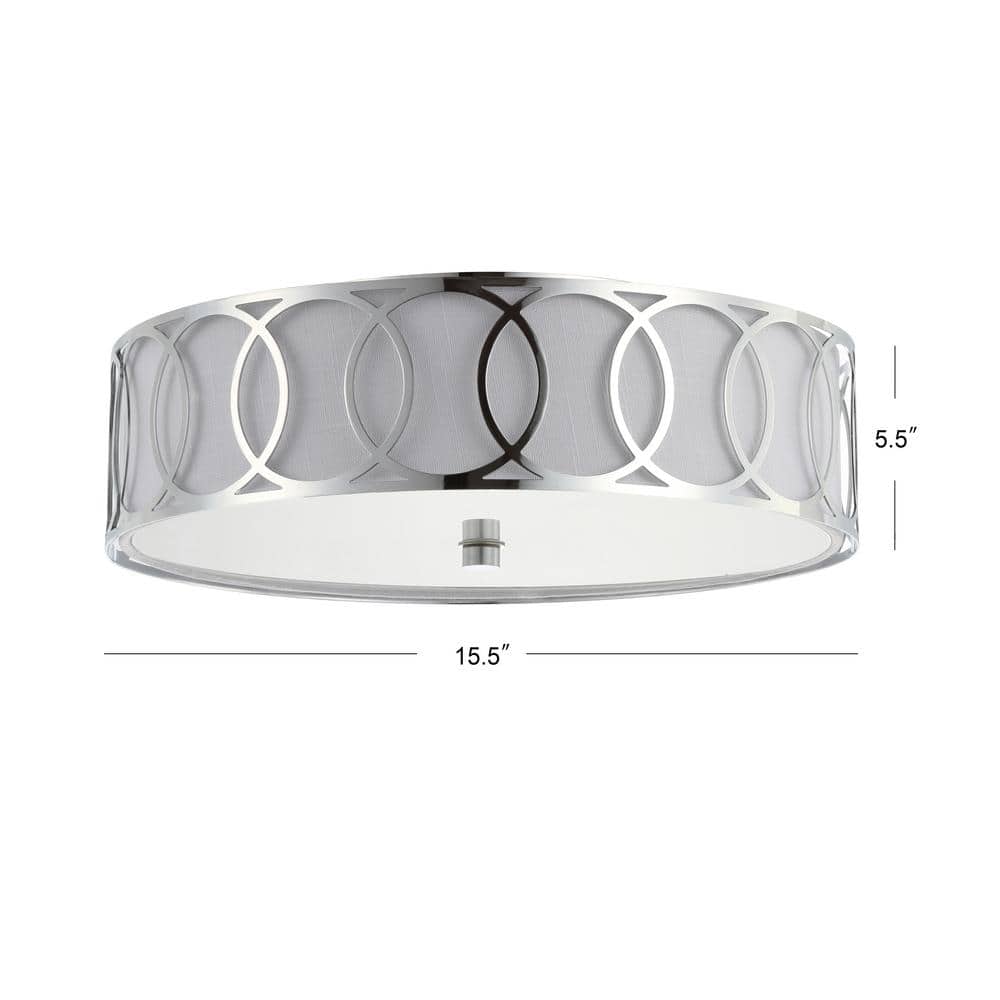 Aubrey Chrome Polished 15.5" LED Flush Mount with Linen Shade