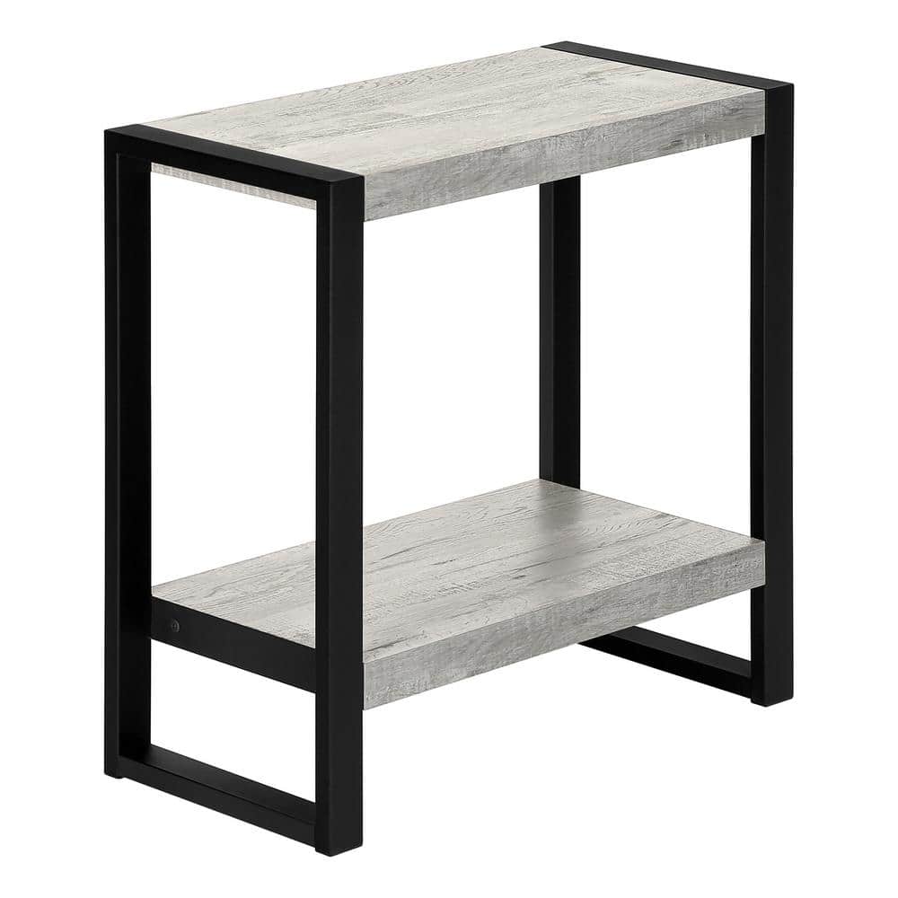 12 in. Grey Rectangular MDF End Table Bottom Shelf