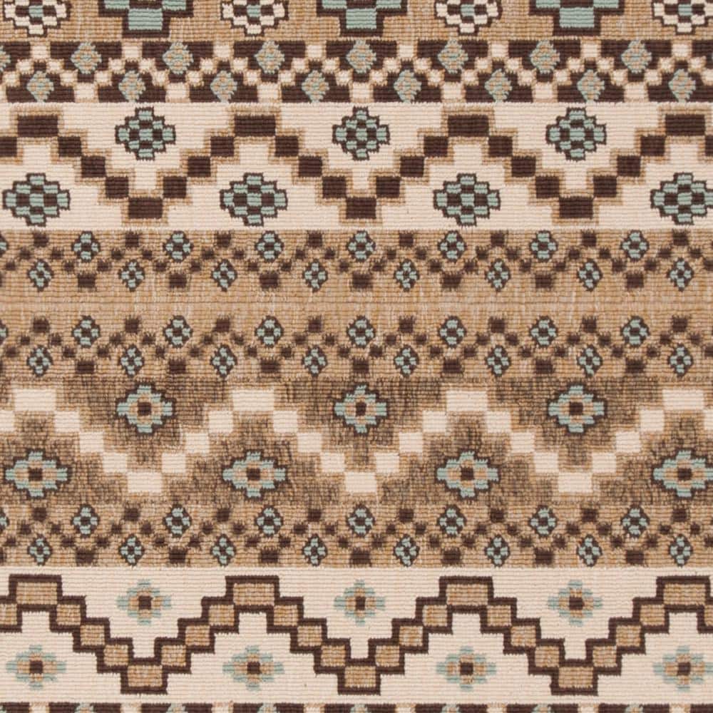 Easy Care Cream & Brown Floral Synthetic Indoor/Outdoor Rug