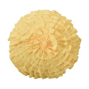 Palisades Yellow Ruffle 18 in. x 18 in. Round Throw Pillow