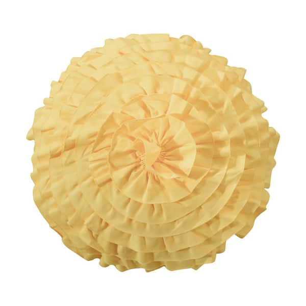 LEVTEX HOME Palisades Yellow Ruffle 18 in. x 18 in. Round Throw Pillow