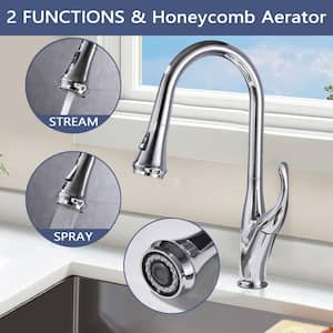 Single Handle Single Hole Top-Mount Pull-Out Sprayer Kitchen Faucet in Chrome