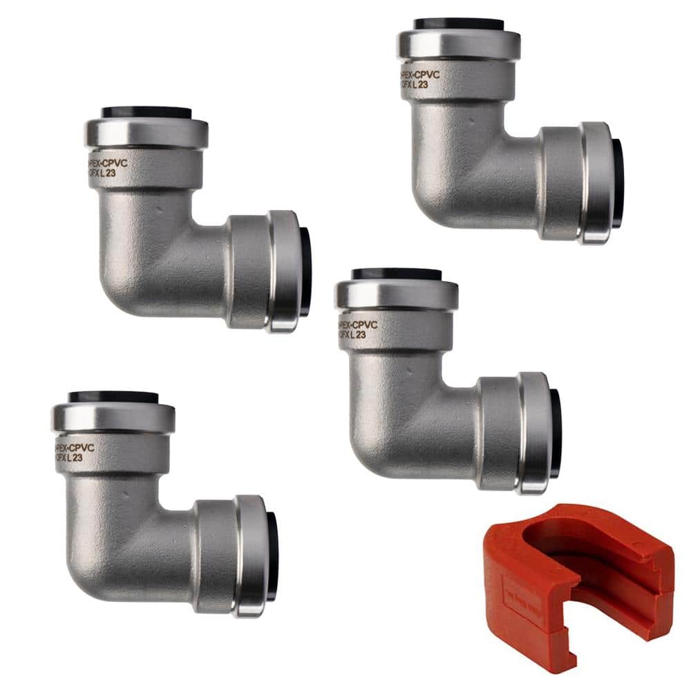 3/4 in. Stainless Steel 90-Degree Push-to-Connect Elbow Fitting with SlipClip Release Tool (4-Pack) price history on PriceWatchPro