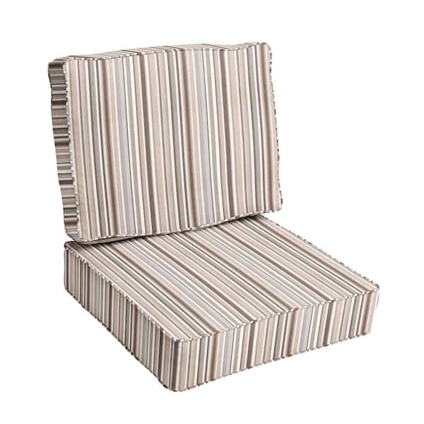 SORRA HOME 27 x 23 x 22 Deep Seating Indoor/Outdoor Cushion Chair Set in Sunbrella Highlight Linen