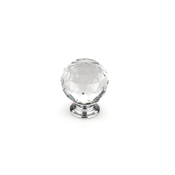Richelieu Hardware Pordenone Collection 1-3/16 in. (30 mm) Crystal and Chrome Contemporary Cabinet Knob